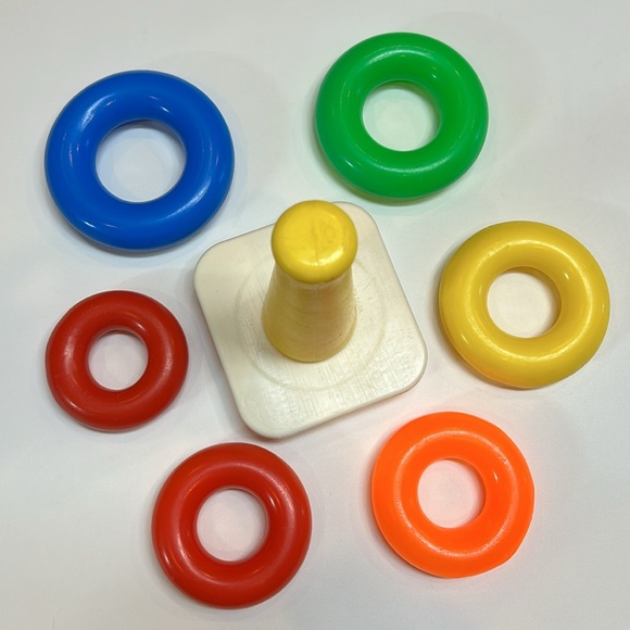 Vintage Fisher Price Stacking Rainbow Rings Baby Kids Toy Play Classic Colourful - Picture 4 of 5